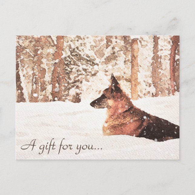 Watercolor German Shepherd Gift Certificate Postcard (Front)