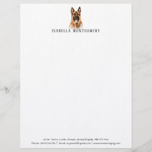 Watercolor German Shepherd Letterhead
