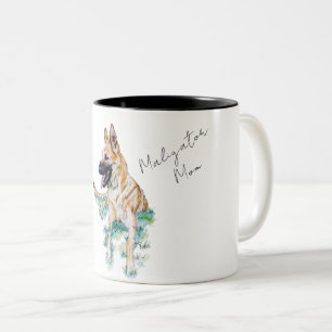 Watercolor German Shepherd Malinois Dog Mum Two-Tone Coffee Mug