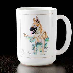 Watercolor German Shepherd Malinois Personalised Coffee Mug