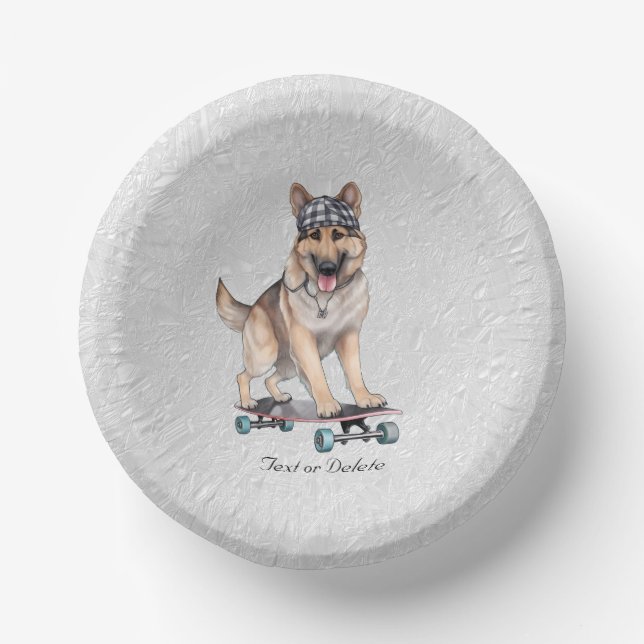 Watercolor German Shepherd Paper Bowl Paper Plate (Front)