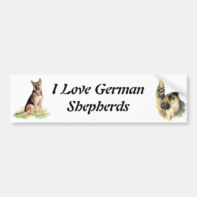 Watercolor German Shepherd Pet Dog Animal Bumper Sticker (Front)