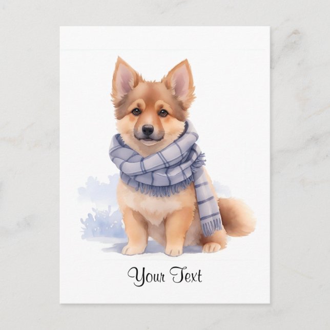 Watercolor German Shepherd Puppy Dog Personised Postcard (Front)