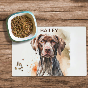 Watercolor German Shorthaired Pointer Dog Food Mat