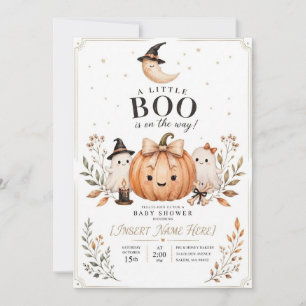 Watercolor Ghost and Pumpkin Baby Shower Invitatio Invitation