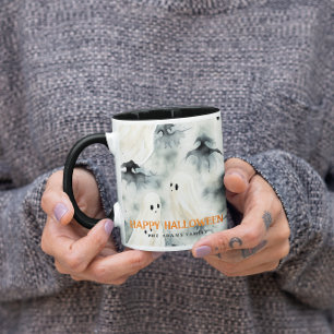 Watercolor Ghosts Personalised Happy Halloween Mug