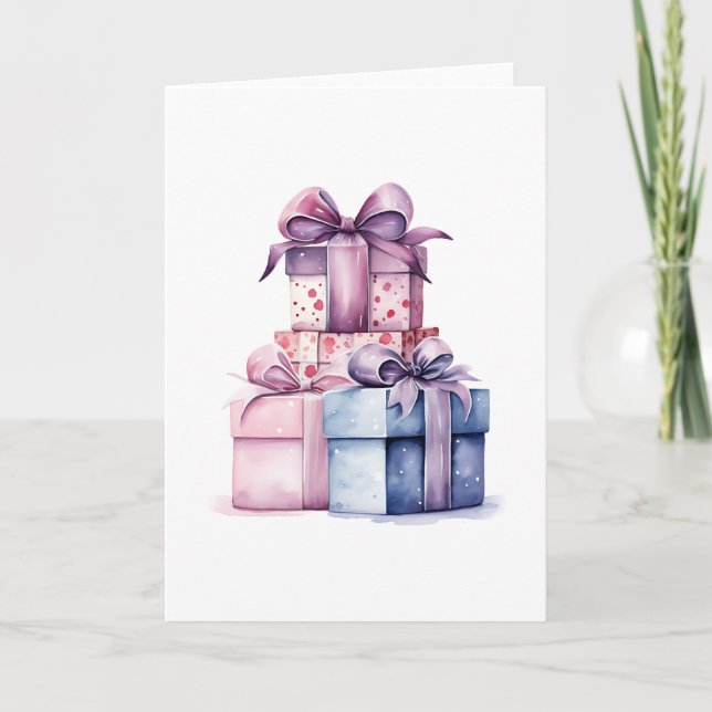 Watercolor Gift Boxes Card (Front)