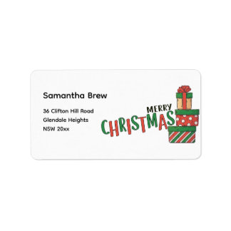 Watercolor Gift Boxes Merry Christmas Label