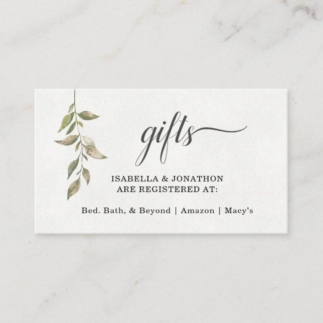 Watercolor Gift Registry Insert / Invite Enclosure (Front)