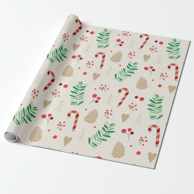 Watercolor Gifts Christmas Presents Wrapping Paper (Unrolled)