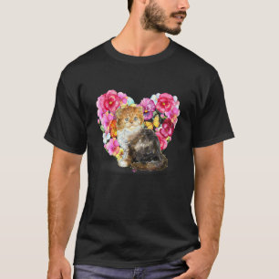Watercolor Ginger Cat With A Flower For Animal T-Shirt