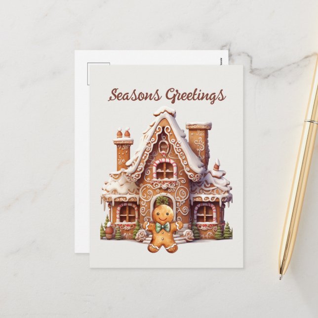 Watercolor gingerbread add text Holiday  (Front/Back In Situ)