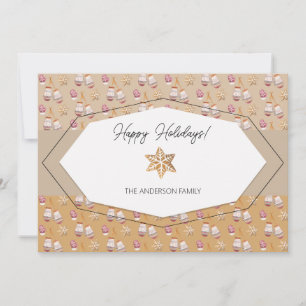 Watercolor Gingerbread Caramel Tones  Holiday Card
