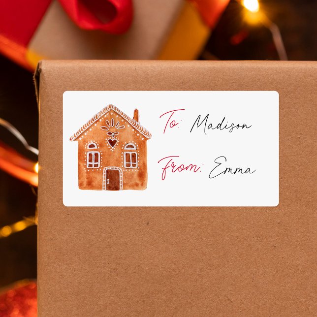 Watercolor Gingerbread House Christmas To From (Creator Uploaded)