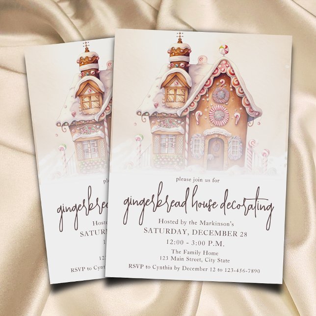 Watercolor Gingerbread House Decorating Party Invitation (Creator Uploaded)