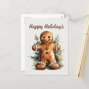 Watercolor gingerbread man add text Holiday
