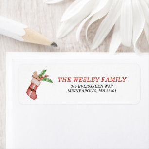 Watercolor Gingerbread Santa Stocking Holiday Card