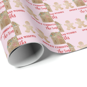Watercolor Gingerbread Sweet Christmas Wishes Wrap Wrapping Paper
