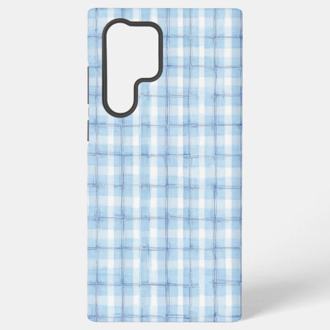 Watercolor Gingham - Fresh Blue Textile Phone Case (Back)