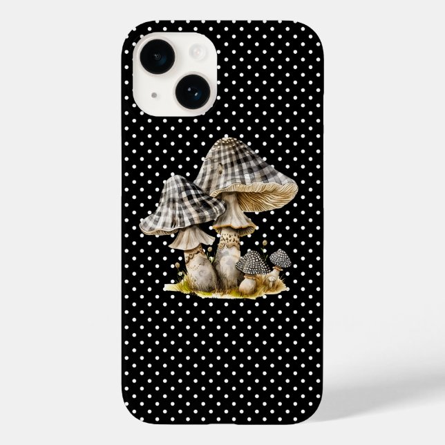 Watercolor Gingham Mushroom Garden  Case-Mate iPhone Case (Back)