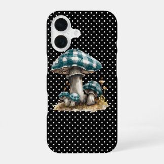 Watercolor Gingham Mushroom Garden iPhone 16 Case