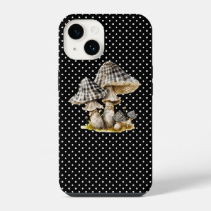Watercolor Gingham Mushroom Garden iPhone 14 Case