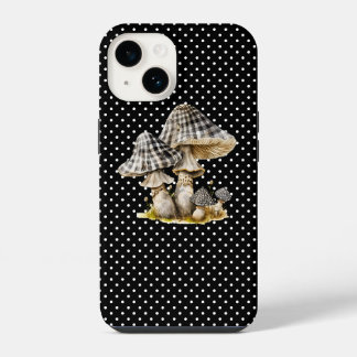 Watercolor Gingham Mushroom Garden iPhone 14 Case
