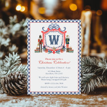 Watercolor Gingham Nutcracker Mouse Monogram Crest