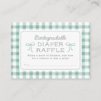 Watercolor Gingham Sage Green Diaper Raffle