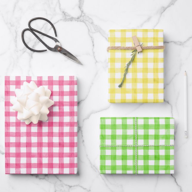 Watercolor Gingham Wrapping Paper (Front)
