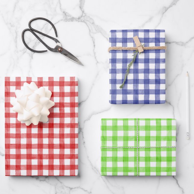 Watercolor Gingham Wrapping Paper (Front)