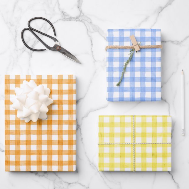Watercolor Gingham Wrapping Paper (Front)