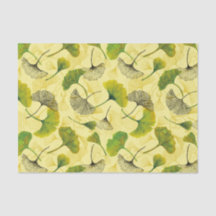 Watercolor Ginkgo Biloba Botanical Leaves Pattern