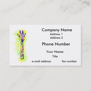 Watercolor Giraffe 2 Business Card