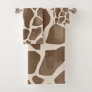 Watercolor Giraffe Animal Print Pattern Bath Towel Set