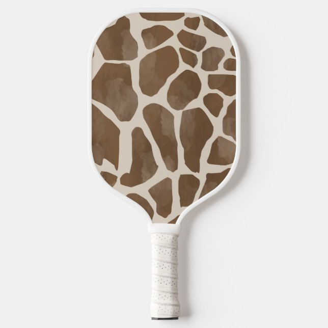 Watercolor Giraffe Animal Print Pattern Pickleball Paddle (Front)