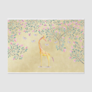 Watercolor Giraffe Butterflies and Blossom Tissue Paper