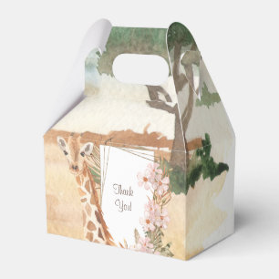 Watercolor Giraffe in African Savannah Thank You Favour Box