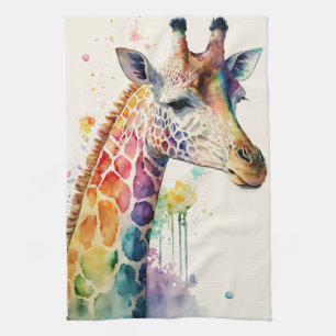 Watercolor Giraffe Kitchen Towel