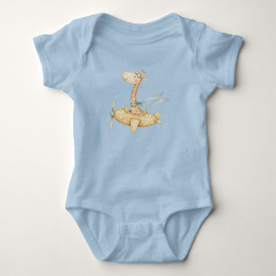 Watercolor Giraffe Pilot Baby Bodysuit