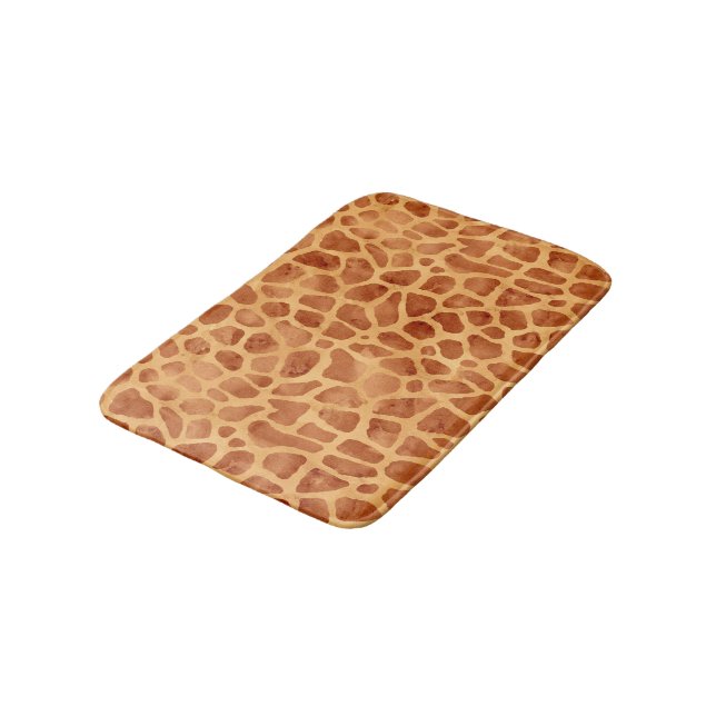 Watercolor Giraffe Print Bath Mat (Angled)