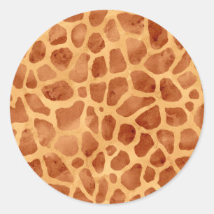 Watercolor Giraffe Print Classic Round Sticker