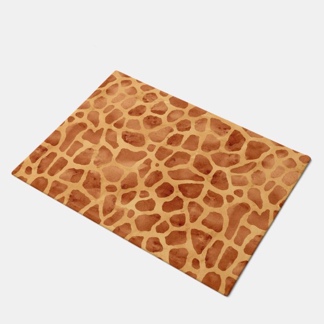 Watercolor Giraffe Print Doormat (Angled)