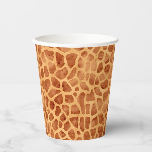 Watercolor Giraffe Print Paper Cups (Front)