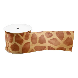 Watercolor Giraffe Print Satin Ribbon