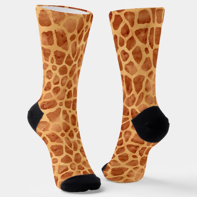 Watercolor Giraffe Print Socks (Angled)