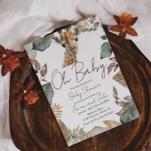 Watercolor Giraffe Wild Baby Shower Invitation