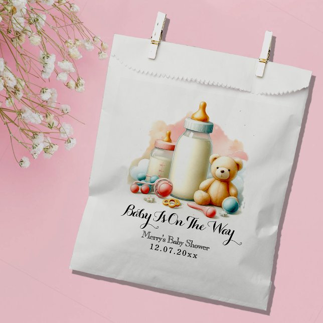 Watercolor girl baby shower favour bags (Creator Uploaded)
