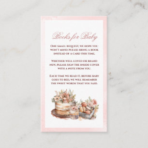 Watercolor Girl Books for Baby Shower Enclosure Card