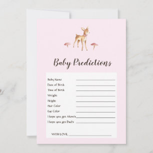Watercolor Girl Deer Baby Shower Predictions Game